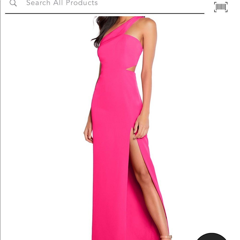Brand New Aidan Aidan Mattox One Shoulder Crepe Cutout Gown
